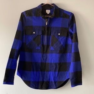 J Crew Half Zip Flannel Shirt Jacket